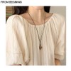 FROM BEGINNNG Color Heart String Necklace 1ea, Color:White