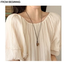 FROM BEGINNNG Color Heart String Necklace 1ea, Color:White