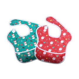 Little Dimsum Christmas Feeding Baby Bibs Waterproof Drool Christmas Bib Coverall 2 PCS Set Adjustable Closure for Babies Toddlers with Large Pocket (6-36 Months)