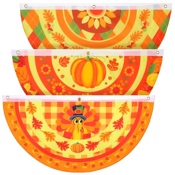 3 Pieces Thanksgiving Fan Flag - 1.5 x 3 Feet