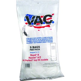 VACUUM AMERICA CLEAN VAC 7 Perfect P103, P104, P107, P108 / Royal Style B Uprights H-10 HEPA Filtration (Pack of 9)
