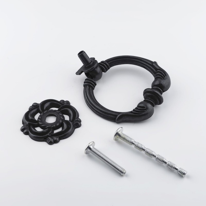 MuDuJia 10-Pack Antique Black Vintage Look Drawer Pulls 2.2" Diameter