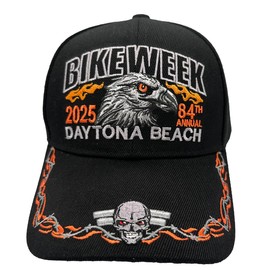 2025 Bike Week Daytona Beach Barbwire Eagle Hat Black