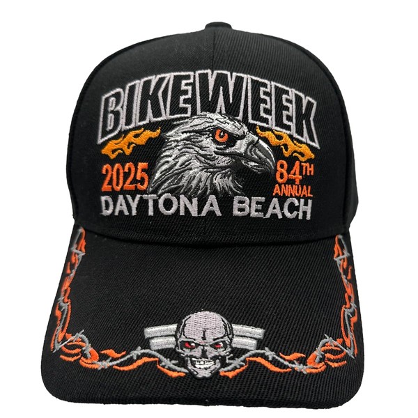 2025 Bike Week Daytona Beach Barbwire Eagle Hat Black