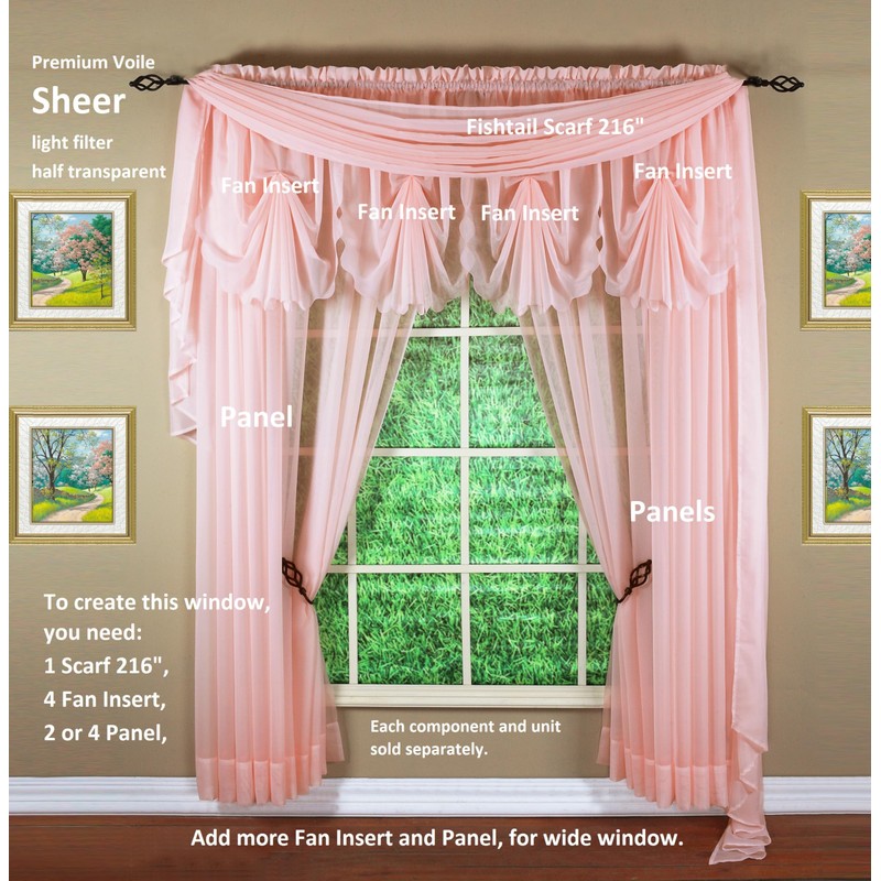 Today's Curtain Emelia Original Voile Panel 72", Rose, 60" W