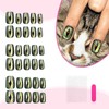 Green Cat Eye Press On Nails Short Medium Square Fake