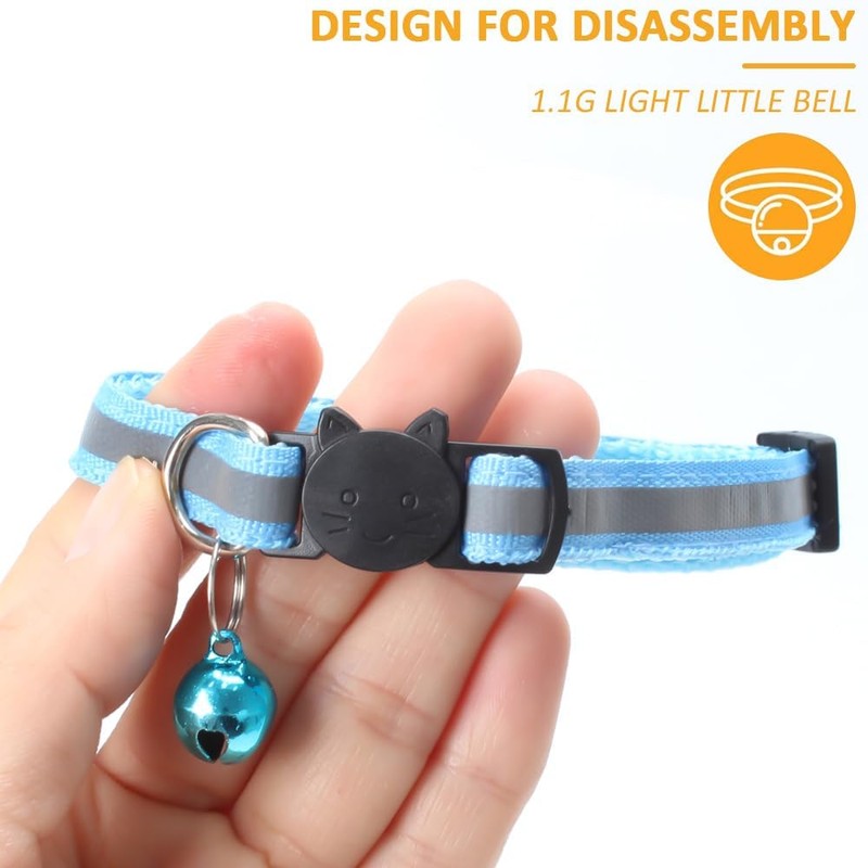 MJIYA Reflective Cat Collar with Bell, Breakaway Grid Collar with