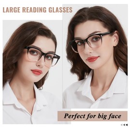 OCCI CHIARI Large Reading Glasses Women 3.5 Fashion Big Readers 1.0 1.25 1.50 1.75 2.0 2.25 2.50 2.75 3.0 3.5(Black Pink,3.50)