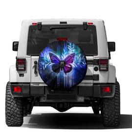 Delerain Spare Tire Cover with Backup Camera Hole Fantasy Butterfly Wheel Covers Waterproof Dust-Proof UV Sun Universal Fit for RV Trailer RV SUV Truck (18 Inch for Diameter 32"-34")