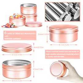 MotBach 6 Pack 6oz Tin Jars, 180ml Metal Tin cans, 6ounce Aluminum tin can jar Containers with Screw Lid for Lotion Bars, Spices, Salve, Balms, Beard Balm, Toiletries, Creams, Sample, Makeup Cosmetic
