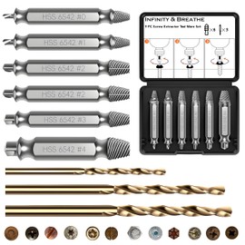 9PCS Damaged Screw Extractor Kit, Upgraded Hardness 63-65HRC Broken Bolt Extractor Screw Remover, Hardened High Speed Steel Drill Bit Tools for Easy Removal of Broken & Rusty Hardware, Gifts for Men