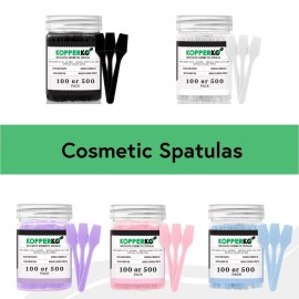 Kopperko Small Plastic Spatulas - 2.5" Cosmetic Makeup Spatulas, 5 Colors - Purple, 100 Spatulas