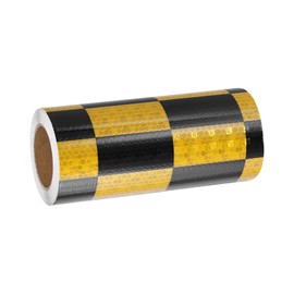 MECCANIXITY Reflective Tape, 6 Inch x 16 ft Self-Adhesive Trailer Reflector Tape Warning Safety Sticker Night Reflectors for Cars Trucks, Yellow Black