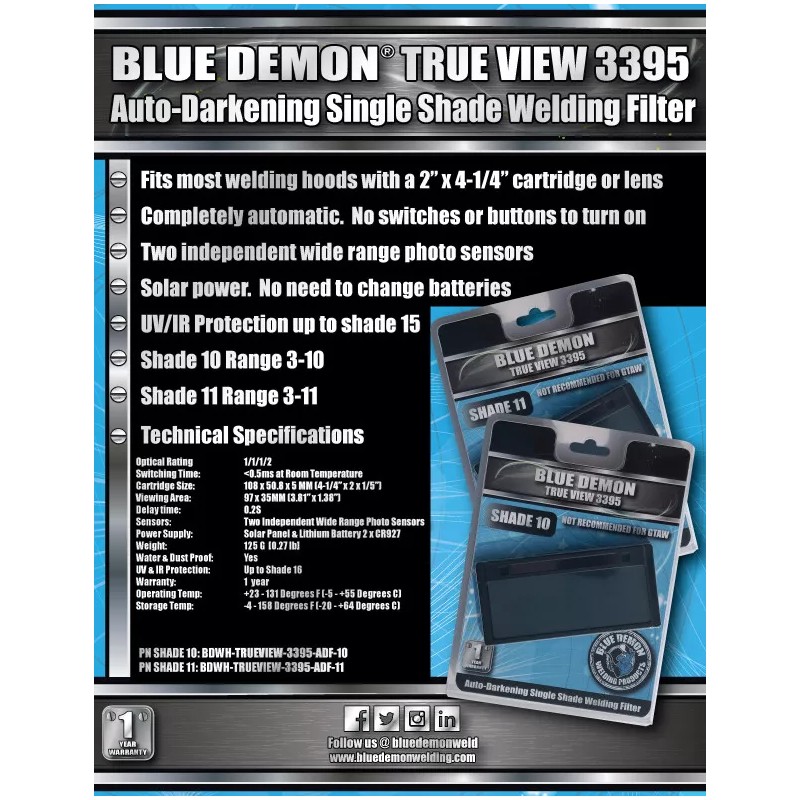 True View 3395, Drop in Single Shade Welding Filter, Shade