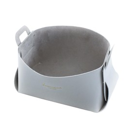 BUGUUYO Solid Leather Snack Holder Storage Basket Space-Saving Organizer for Home Grey