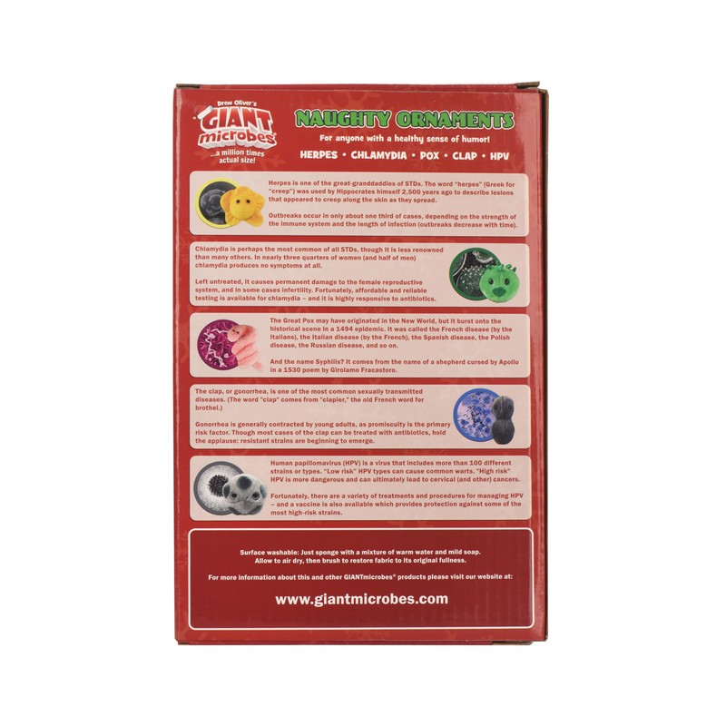 GIANTmicrobes Naughty Ornaments Gift Box, decorate with herpes, chlamydia and
