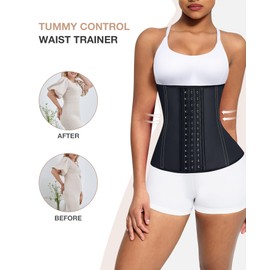 Women's Waist Trainer, Latex Underbust Waist Cincher, Tummy Control Corset Sport Girder Hourglass Body Shaper, 2XS, Black
