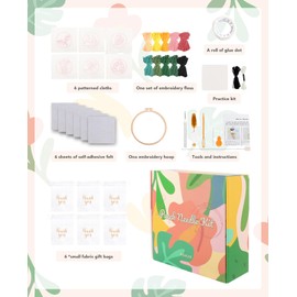 Acelist 6PCS Plant Punch Needle Kit for Coaster, Easy DIY Embroidery Kit for Beginners, Adults & Kids Craft Kits, Birthday Gift with Patterns, Tools, Yarns, Hoop, Instructions, Practice Piece