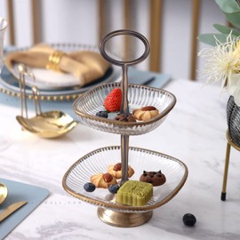Accesorios de 3 niveles para cupcakes, soporte dorado retro, soporte ovalado de metal para hacer bricolaje para platos de frutas, soporte de tartas, bandeja de aperitivos, piezas de repuesto para decoración de boda de fiesta de té (3 juegos – Retro dorad
