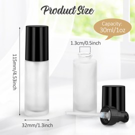 6 Pcs 30ml/1oz Pump Dispenser Refillable Glass Foundation Dispenser Round Lotion Dispenser for Cosmetic Foundation Samples Emulsion - Frosted
