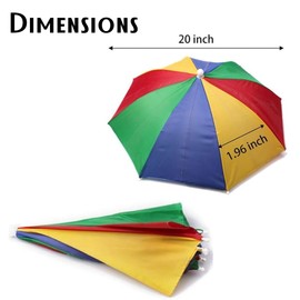 FUN FABLES Rainbow Multi-Color Umbrella Hat | Adjustable Hands-Free Folding Cap for Adults | Rain Hat Fancy Dress for Beach Fishing Golf Party Headwear (UK, Alpha, One Size, 6 Hats, Multi)