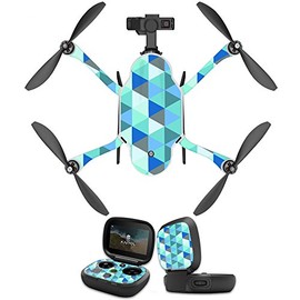 MightySkins Skin Compatible with GoPro Karma Drone Headphones wrap Cover Sticker Skins Blue Kaleidoscope