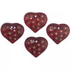 Ruby Red Hearts W/ Gold Painted Engraved Star Beads 14x12mm
