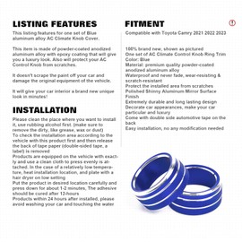 Xotic Tech 2pcs Centre Console AC Climate Control Knob Surrounding Ring Decoration Covers Compatible with Toyota Camry 2021 2022 2023 2024 (Blue)