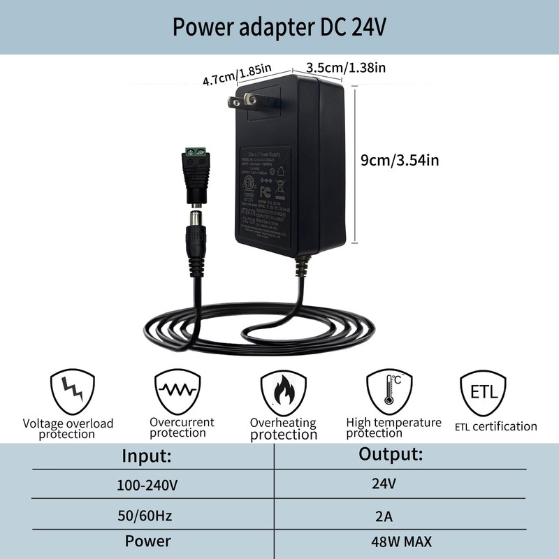 GIDEALED 24V Power Supply DC,24V 2A Power Supply 48W Adapter