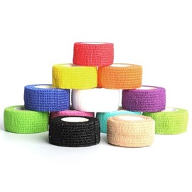 12 Rolls Cohesive Finger Tape 2.5cmx 4.5 m,Assorted Colours Self Adherent Cohesive Bandages,Uses Include Vet Wrap,Tape for Human Finger Human Wrist and Ankle Sprains and Sports Injuries