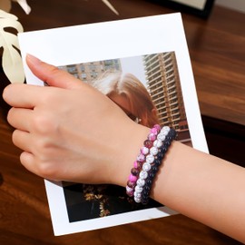 Gemstone Beads Bracelet for Women, 8 mm Crystal Healing Stones Bracelet, Natural Stone Jewellery, Elastic Bracelets Women, Chakra Spiritual Charms Bracelets Gifts, 19 cm, Stone, No Gemstone