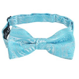 Alizeal - Pajarita ajustable para niños, diseño de cachemira, con correa floral, preatada, # Turquesa-2, Talla única