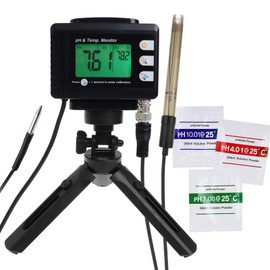 pH Monitor Water Quality Monitor pH&Temp Meter with ATC and Automatic Calibration Function, pH Tester for hydroponics Aquarium Water(Tripod Included)