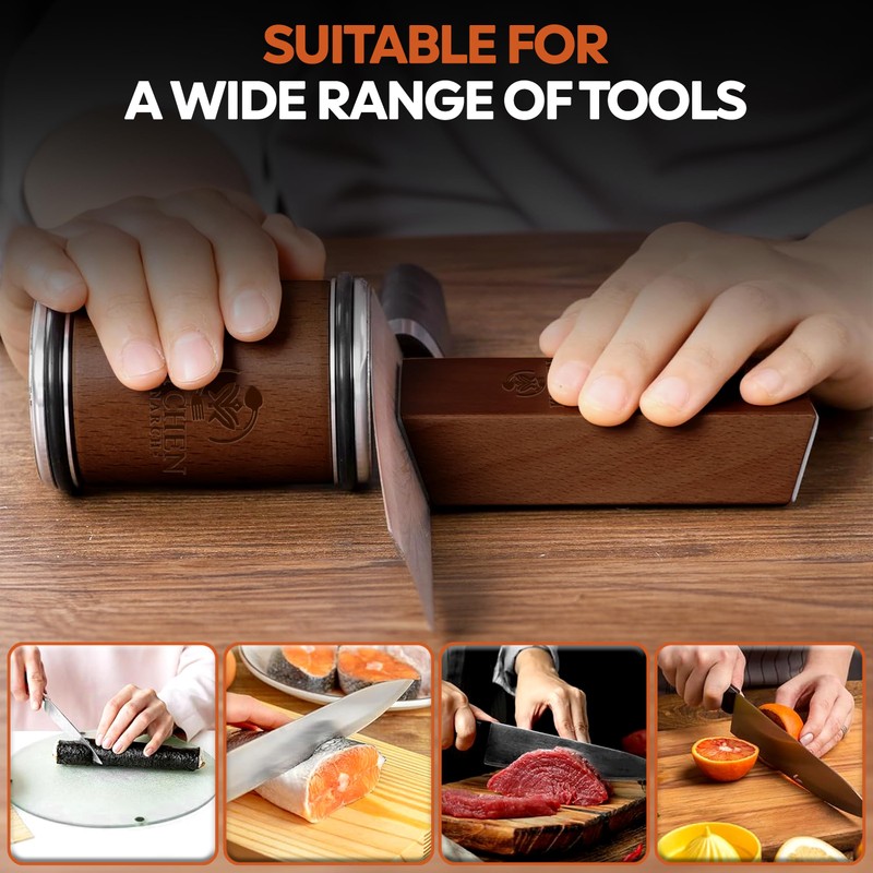 Kitchen Monarch Rolling Knife Sharpener - Knife Sharpening Kit for
