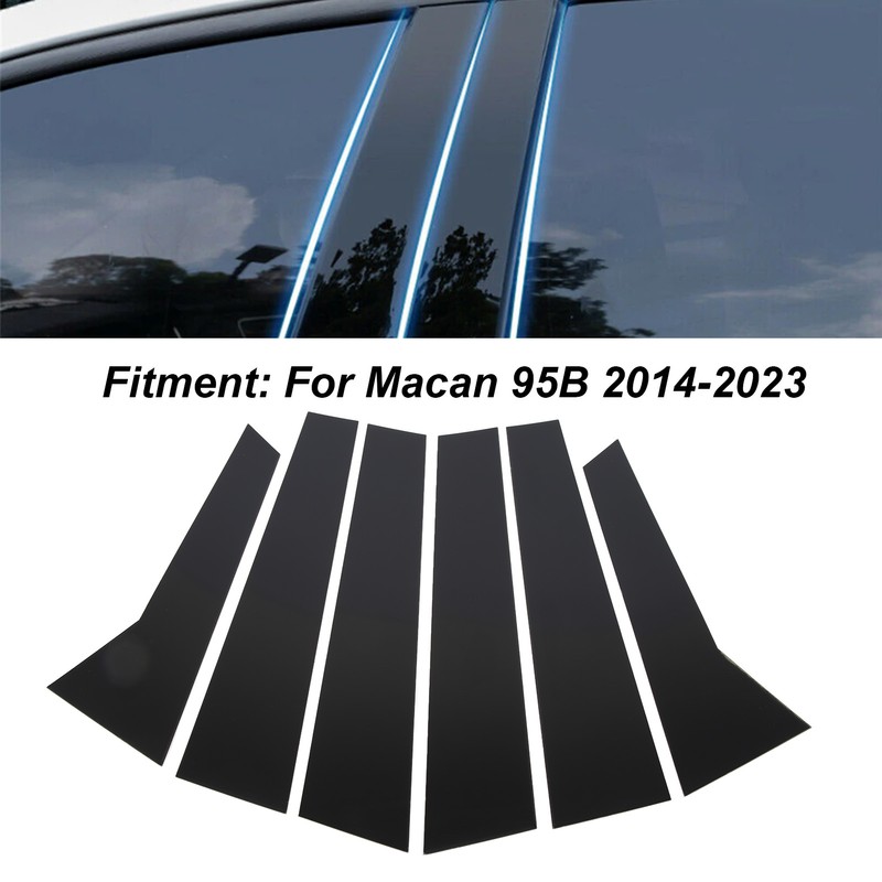 6Pcs B Pillar Posts Trim Glossy Black Exterior Window Decal