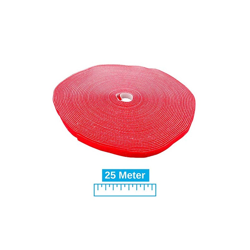 AIXONTEC 25 m Velcro Red Velcro Cable Ties 15 mm