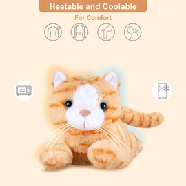 SuzziPals Heatable & Coolable Orange Cat Stuffed Animals, Cute Microwavable Heating Pad Plushies for Soothing & Relaxation, Stuffed Cat Plush Toys, Orange Cat Plushie Toys Gifts