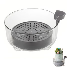 Ebristar Deep Plant Saucer, Plastic Bottom Watering Tray with Height-Adjustable Planter Riser for Indoor Plants, Deep Plant Water Catcher Tray, 4 inch Heavy Duty Deep Plant Saucer Drip Tray for Pots