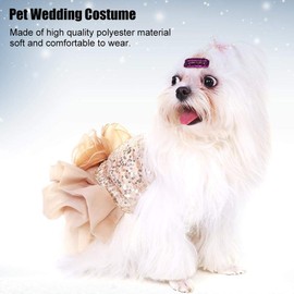 Bling Dog Dress Comfortable Dog Luxury Princess Wedding Dress Shiny Pet Lace Dress Sequined Princess Summer Pet Cloth for Small Dog Puppy(Gold M)