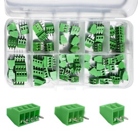 kuosbiu 70PCS Terminal Block Connector Kit, 2.54mm (0.1 Inch) Pitch, 2P/3P/4P PCB Mount Screw Terminals, Compatible with Arduino, DIY Electronics, and Home Projects, Supports 26-18AWG Wires
