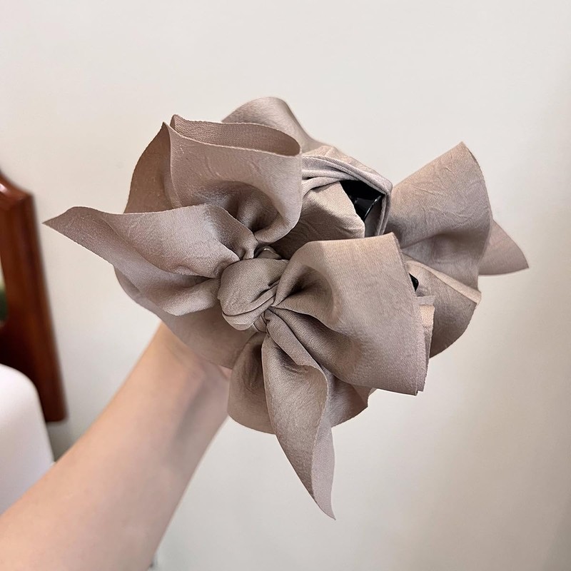 [Kai La Nalu] ネット バレッタ シニヨン おだんごバレッタ リボン ３Ｄ ブラックヘアアクセサリー