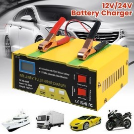 Car Battery Charger Heavy Duty 12V/24V Smart Automatic Intelligent Pulse Repair