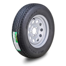 ROCKMAN Trailer Tire Wheel Assembly ST205/75R15 8-Ply D 107M 5 Lug on 5" PCD Silver Mod Rim