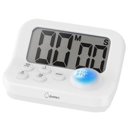 dretec Study Timer, Learning Timer, S, Psychology-Based Blue LED for Increased Focus, Large Screen, Entrance Exams, Qualifications, Cooking, Kitchen, Stopwatch, Study Goods, For Learning, Silent, Present, Children, Digital, White, Approx. 3.5 x 2.4 x 1.8