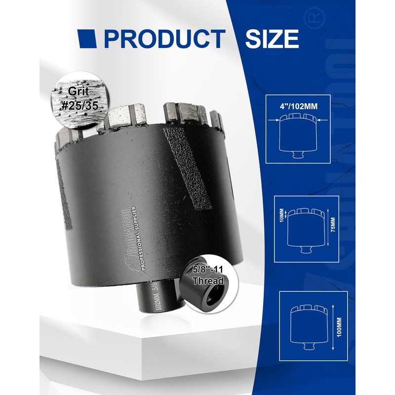 SHDIATOOL Diamond Core Drill Bits 4 Inch for Hard Stone