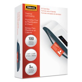 Office Realm Fellowes 52015 Laminating Pouches,ID Size,5Mil,2-5/8-Inch x3-3/8-Inch,100/PK,CL