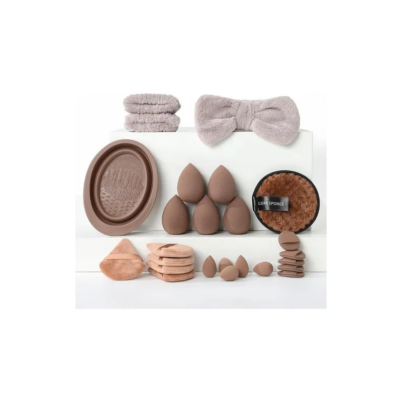 67pcs Brochas Maquillaje Profesional Esponjas Neceseres Rosa