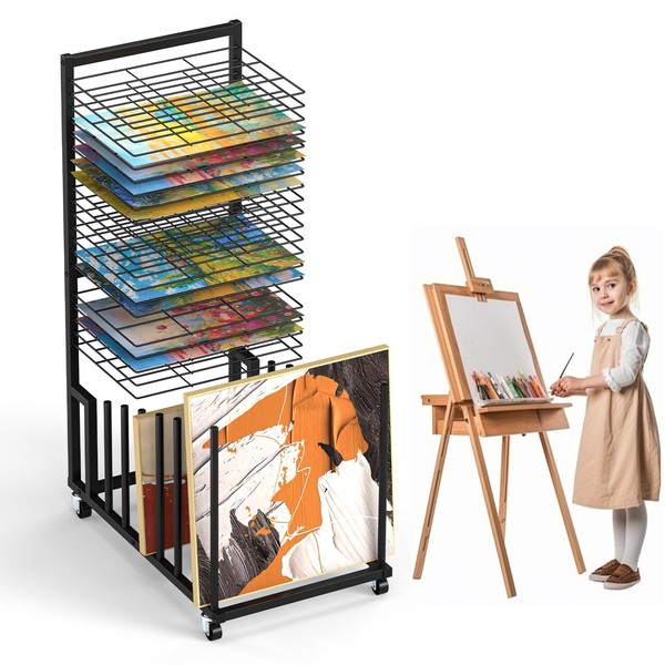 jxgzyy Art Storage Rack 2 in 1 Metal Canvas Storage