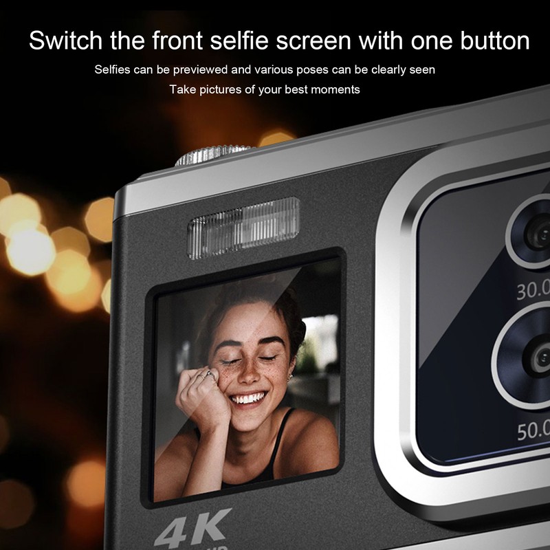 Digital Camera 4K HD Dual Cam Dual IPS Screen 16X