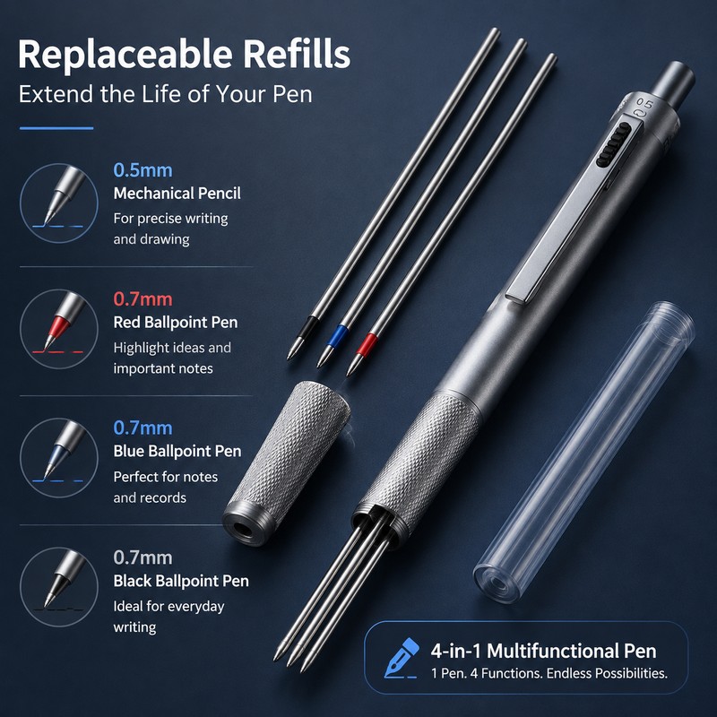 4-in-1 Multifunction Metal Pen for Office & School – 3